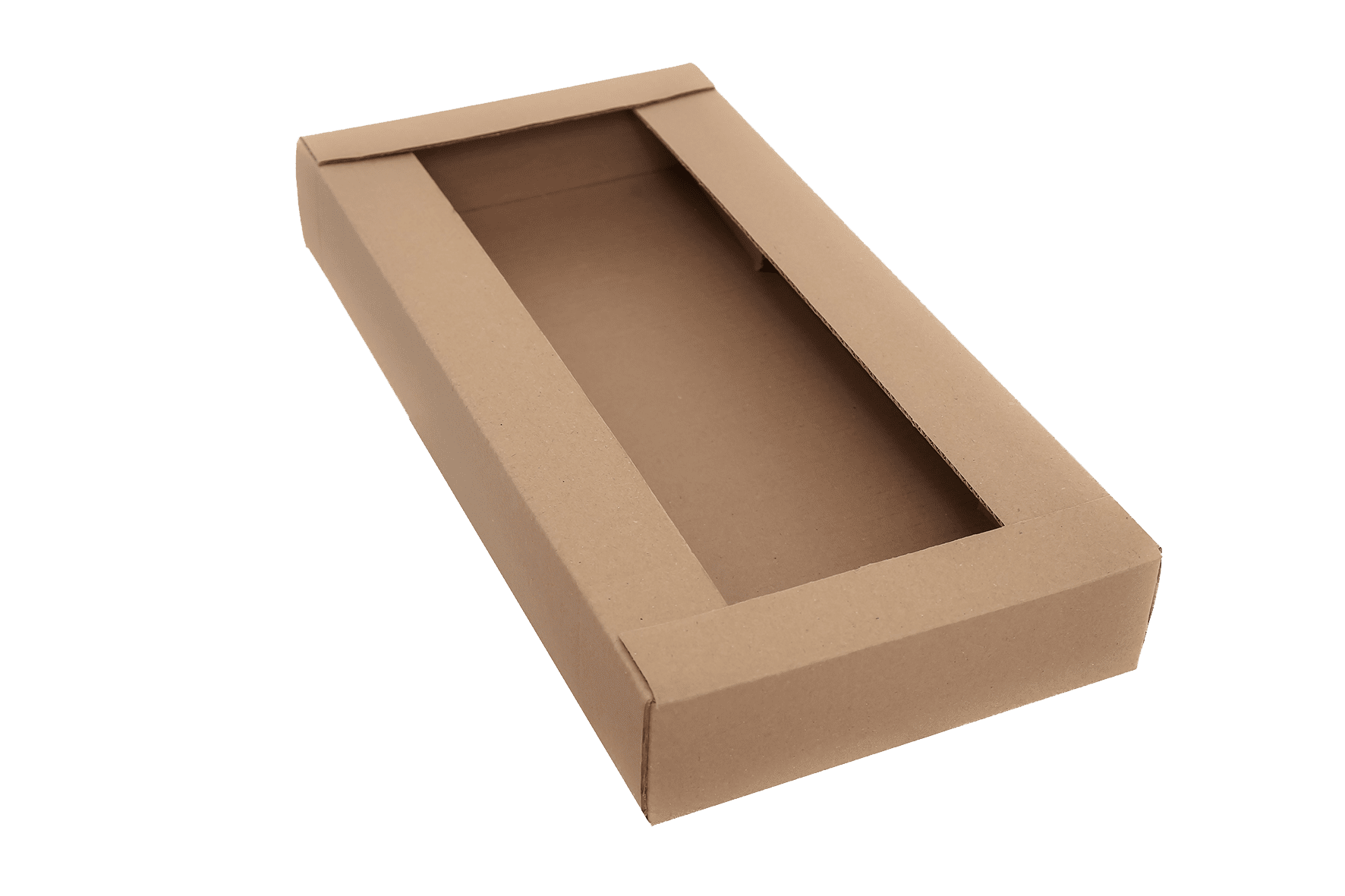 Envoltório de tampo abertoUtilizado para caixas com alturas menores ideal para quando há necessidade de visualização do produto embalado.